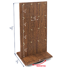 sizing chart of rotating wooden display and organizer rack board