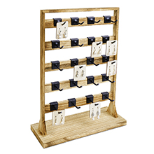 Wooden hangable jewelry display rack with hooks